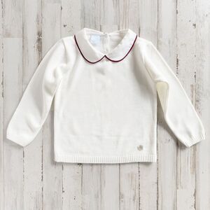 Artesania Granlei Boys Size 3 Sweater Ivory with Burgundy Red Trim